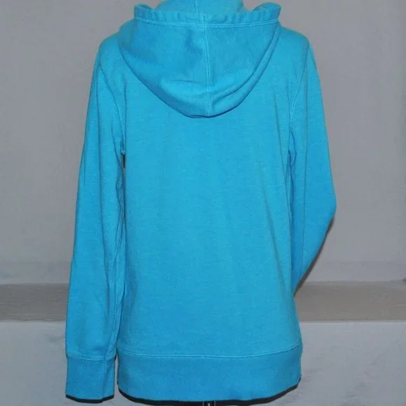 Old Navy Women's Sweatshirt Size Medium Blue Graphic Print Full Zip Hoodie - Picture 2 of 8